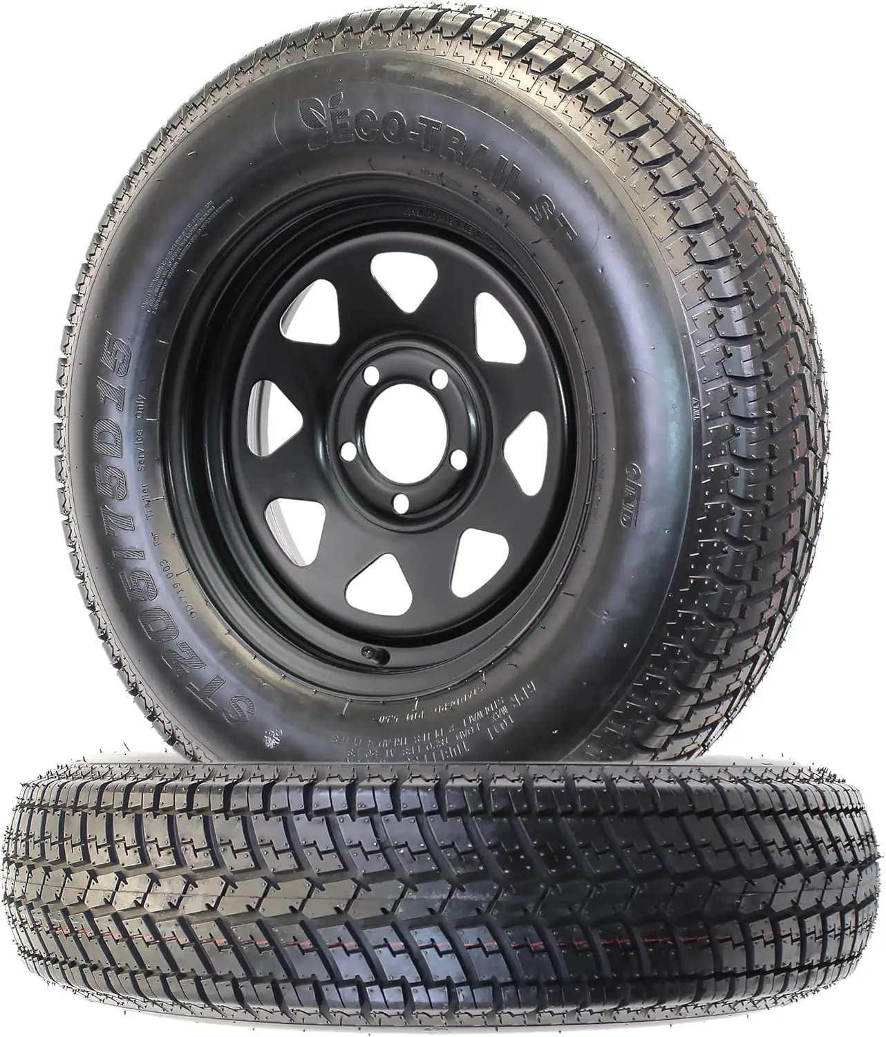 

eCustomrim 2-Pack Trailer Tire Rim ST205/75D15 15 in. Load Range C 5 Lug Black Spoke Wheel - 2 Year Warranty w/Free Roadside