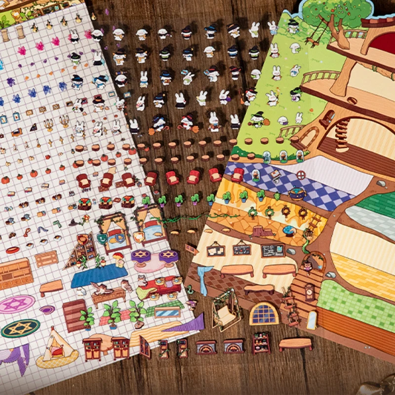 Mr Paper fun world pet 3D miniature scenery stickers 2 sheets cute stationery Handbook DIY decoration stickers Gifts for Friends