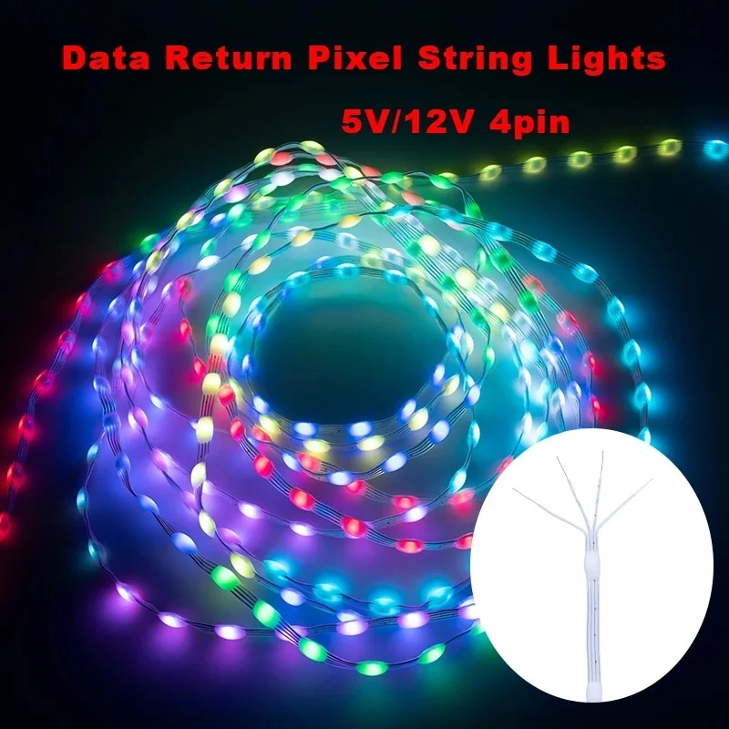 12V 4pin Data Return WS2811 WS2812B LED Seed Pixel String Lights Full Color Individually Addressable RGB for DIY Curtain Light