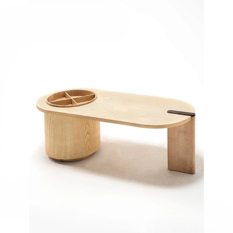 

Wabi Sandy Wind Solid Wood Round Modern Simple Small Apartment Tea Table