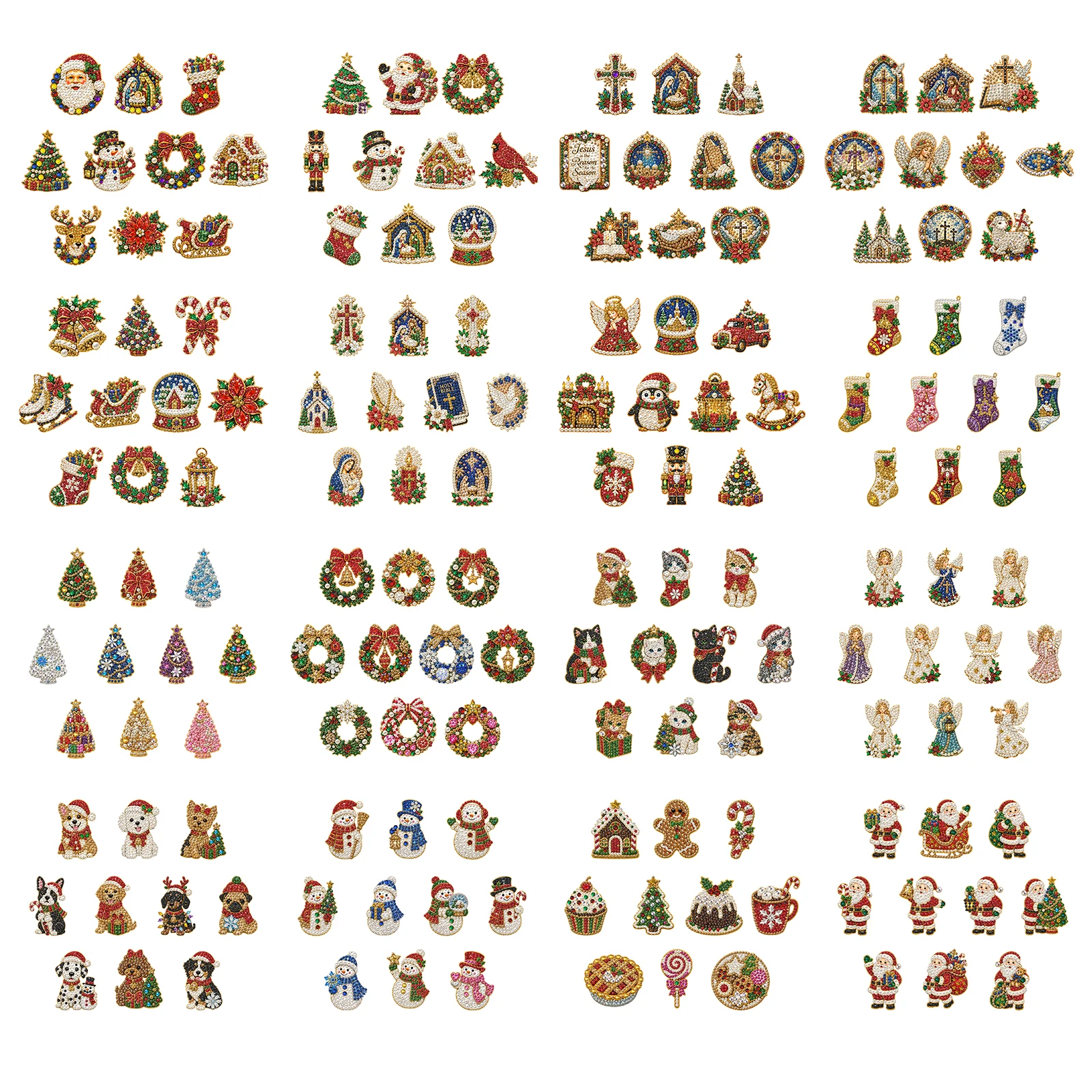 DIY Pearl Diamond Painting Fridge Magnets Christmas Set 10Pcs Resin Bead Art Gift Craft Kit for Adults