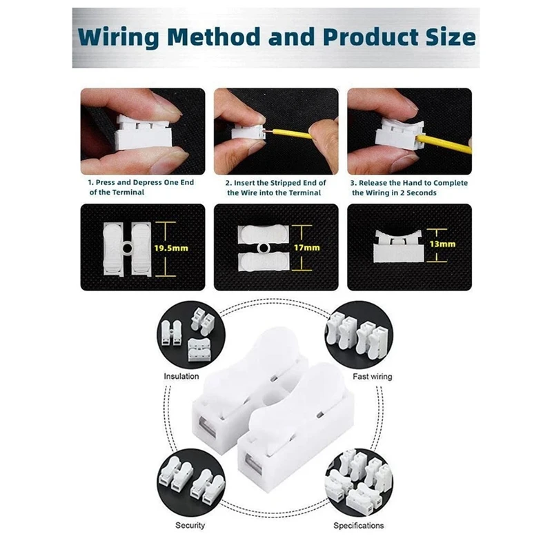 55 Pcs Push Quick Wire Cable Connector, Wire Connector Kit, Spring Type Wire And Cable Connector White Terminal Block