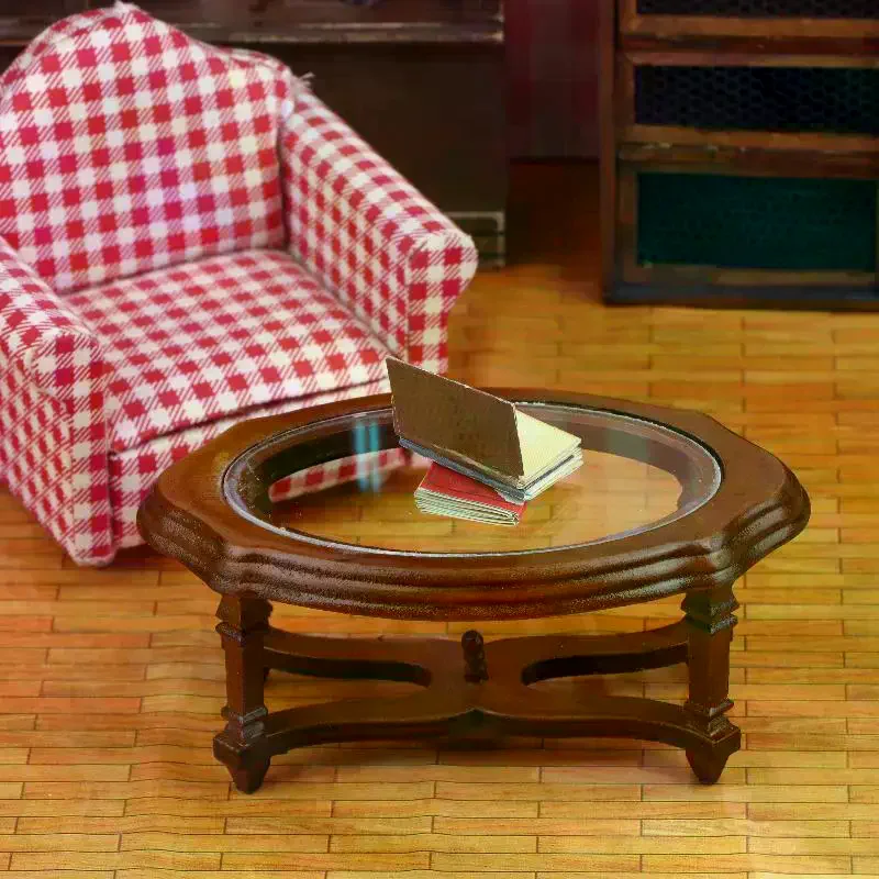 1/12 دمية محاكاة طاولة القهوة نموذج دمية غرفة المعيشة زخرفة الأثاث المشهد الصغير البناء الدعائم