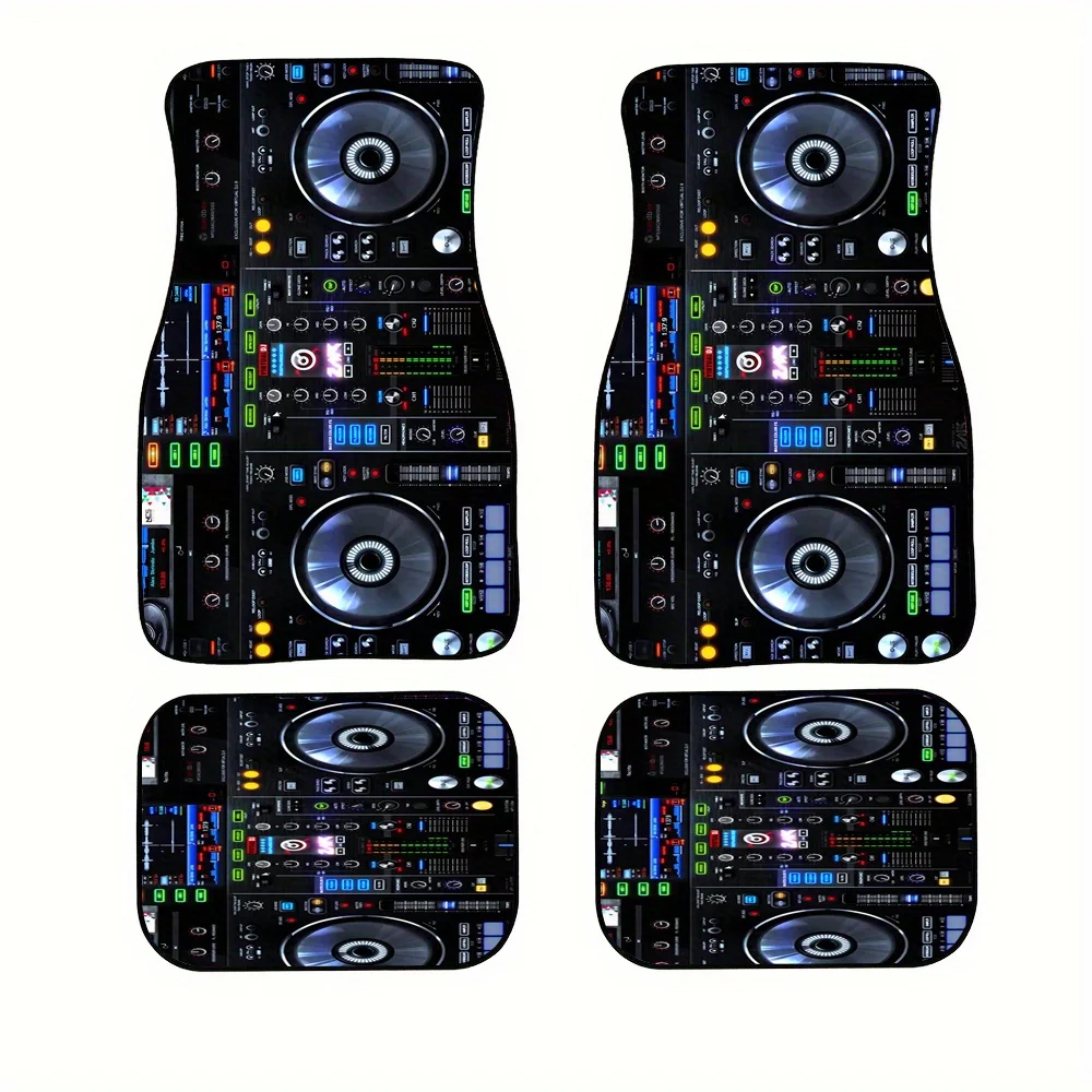 4pcs DJ-Themed Car Floor Mats - Non-Slip Grip, Fit For Cars, SUVs, - Durable All-Weather Protection - Easy Installation - Compat