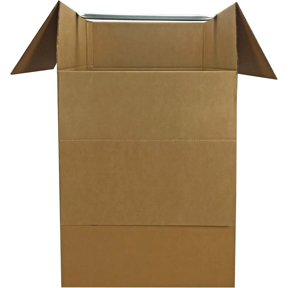 Wardrobe Clothing Moving Boxes with Bar, 6 Pack, Brown, 24 x 24 x 40