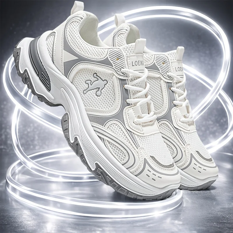 

New spring men's casual athletic shoes, outdoor lace-up style with letter print embellishments for hiking, oversized fit for a f