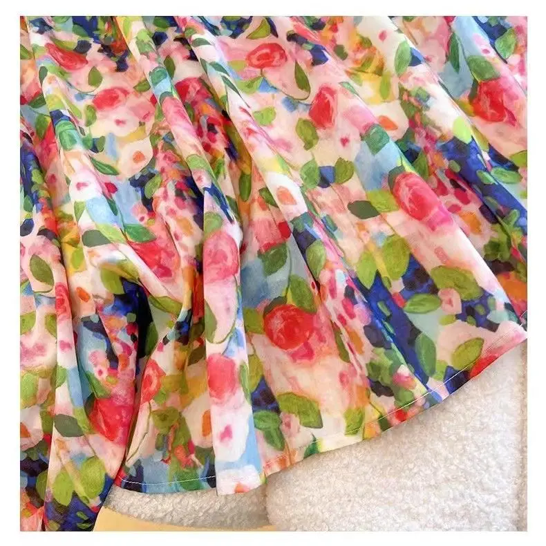 New Chinese Style Oil Painting Style Prints to Make Women Slim 2025 Summer Versatile High Waist Mid-length A-line Skirt