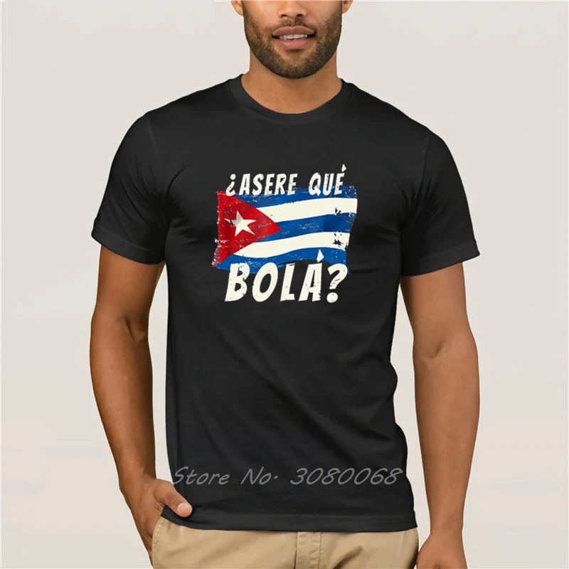 Camiseta blanca de manga corta para hombre, camiseta divertida con bandera cubana, Cuba, Miami, diciendo saludo español, camiseta divertida con gráfico creativo de dibujos animados