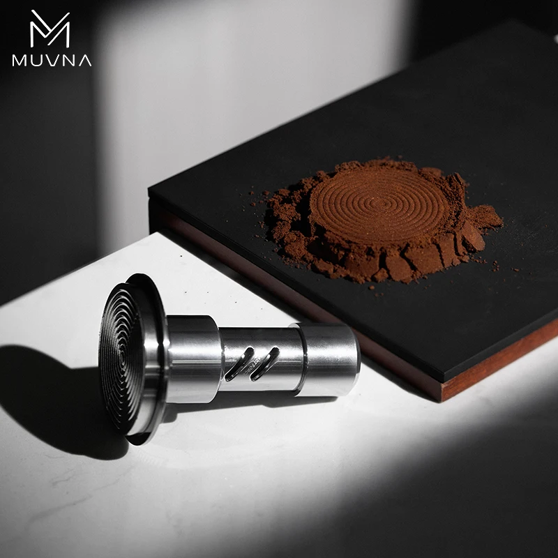 مكبس إسبرسو MUVNA V2، مكبس قهوة محمل بنابض بضغط ثابت بوزن 30 رطل، ارتفاع من الفولاذ المقاوم للصدأ قابل للتعديل، 51/53/58.35 مم