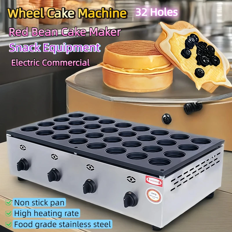 

Multifunctional Pancake Maker 32 Holes Round Red Bean Cake Maker Mini Round Wheel Cake Pancake Maker Machine Non Stick Coating