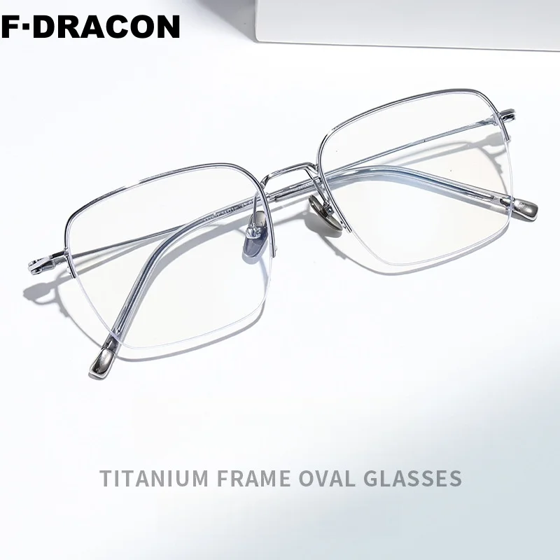 

New Half Frame Titanium Eyeglass Frame Business Men's Eyeglass Frame Retro Anti Blue Light Optical Prescription Frame 177522