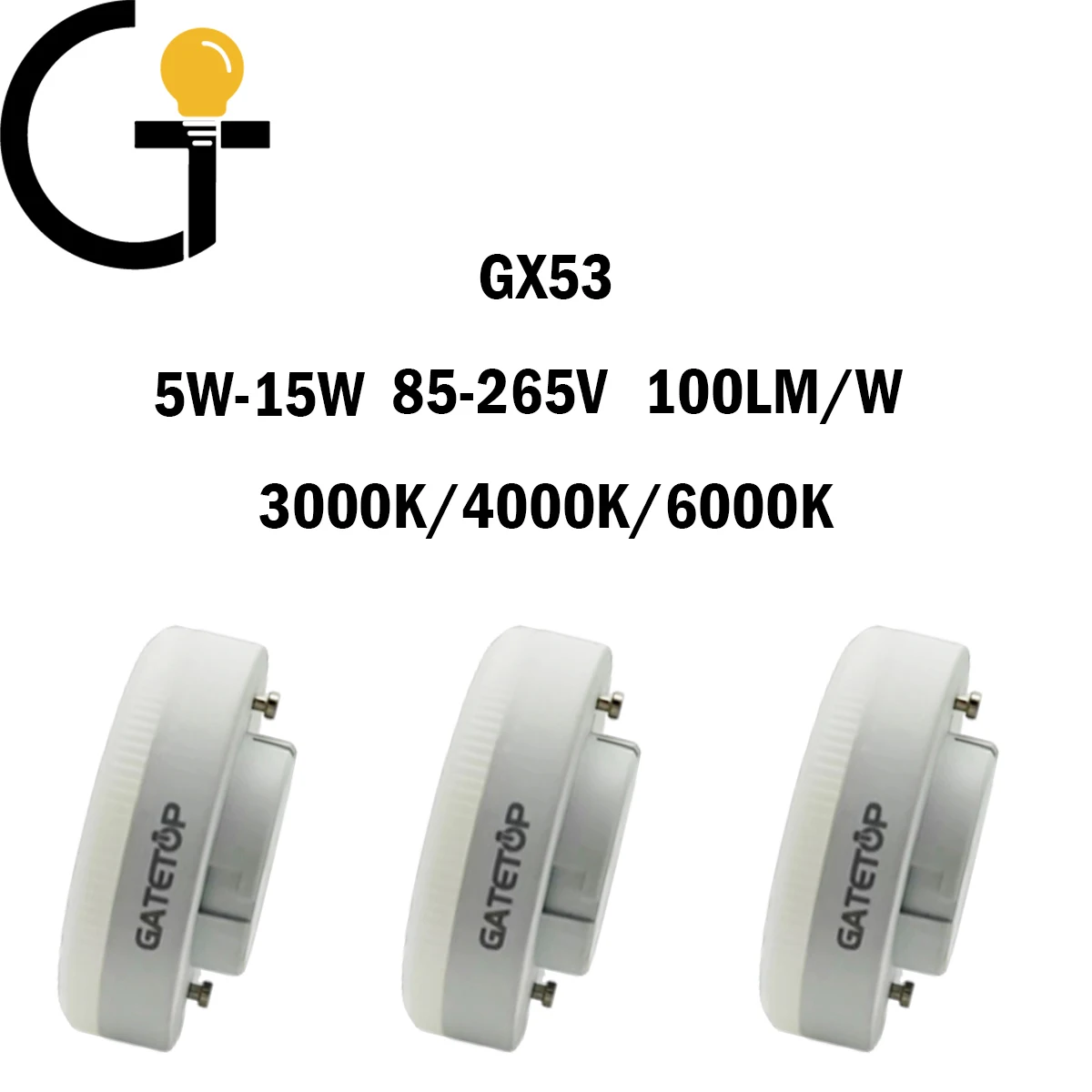 

12PCS/LOT Amazon explosive LED cabinet spotlight GX53 AC85-265V high light efficiency no flickering warm white light 5W-15W