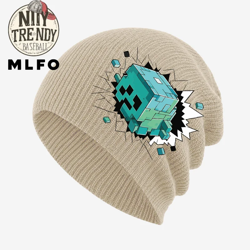 1‑3 Years Kids Knit Cold Hat Game Block Pixel Character Print Toddler Soft Knitted Beanie Autumn Winter Daily Outdoor view 5