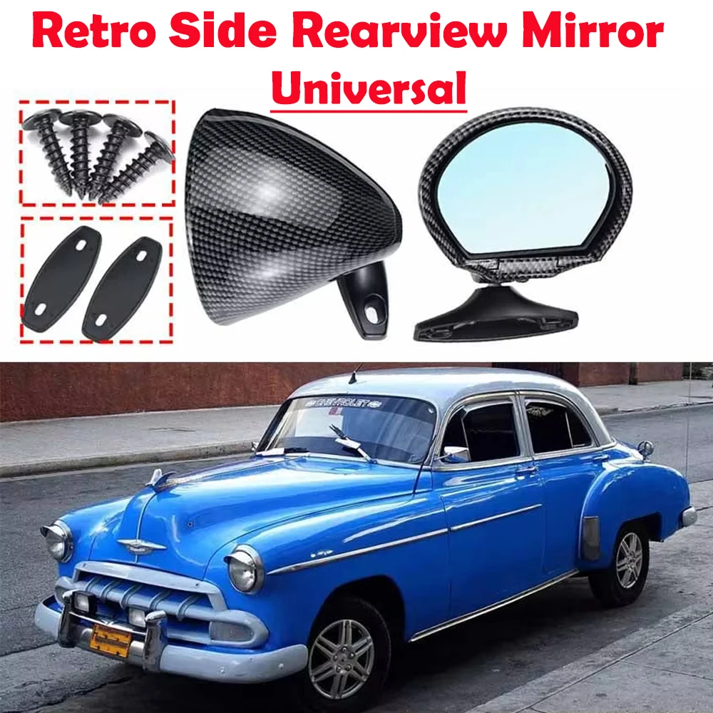 2pcs Car Door Side Mirrors Classic Vintage Retro Rearview Mirror Pair Universal Side Wing Rear View Mirror