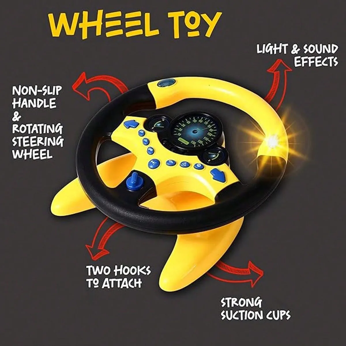 Early Educational Simulation Steering Wheel Toy Multifunctional High Simulation Car Driving Toy with Musical Sounds and Light