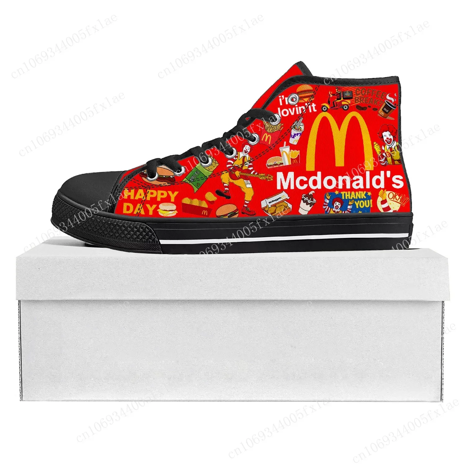 

Mc-Donalds Printing High Top High Quality Sneakers Mens Womens Teenager Canvas Sneaker Casual Custom Made Shoes Customize Shoe