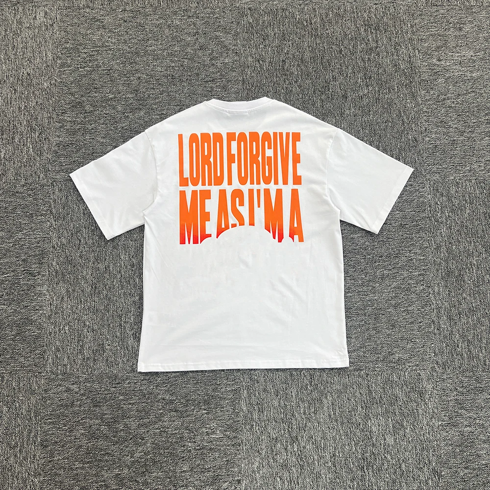

SY-100 Unisex Cotton Short Sleeve Tee Jogger T-shirt Summer Tracksuit Top Halloween Orange Gradient Printed White Short Sleeve