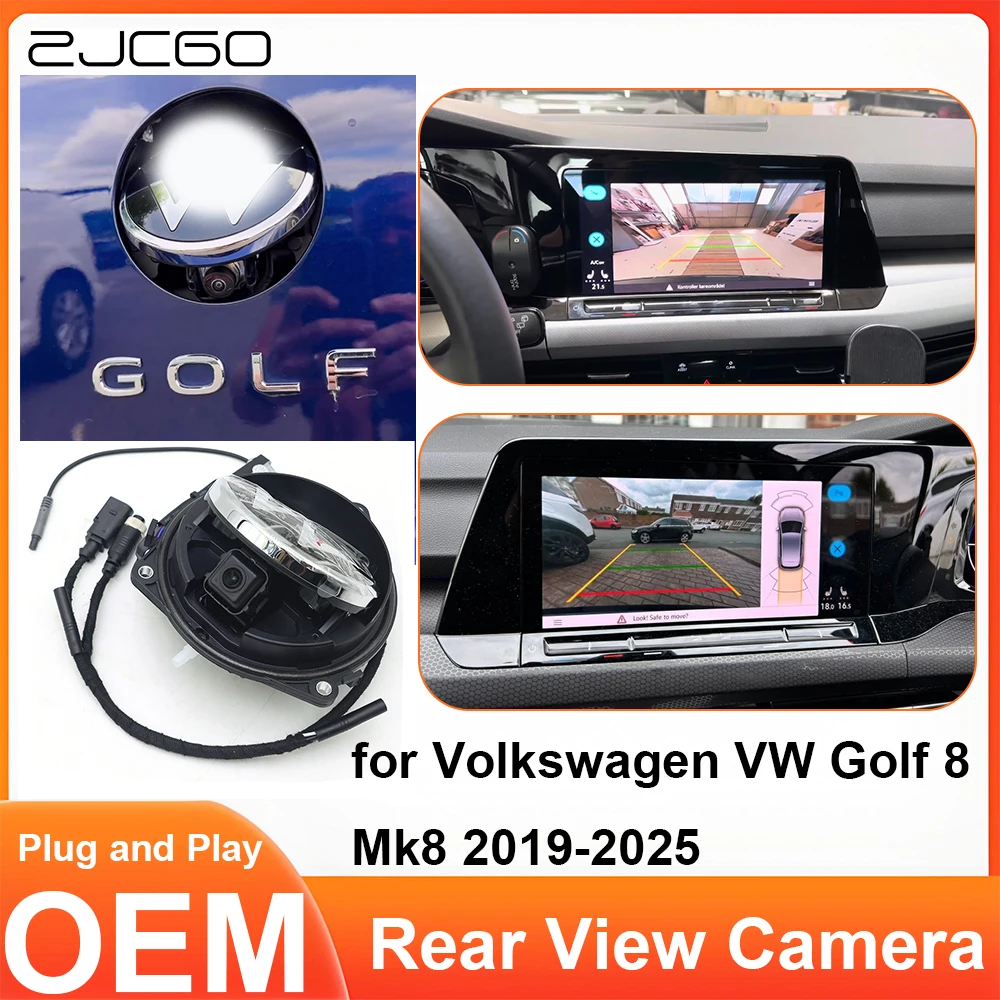 

ZJCGO for Volkswagen VW Golf 8 Golf8 Mk8 2019-2025 Car Rear View Reverse Backup LOGO OEM Camera Plug and Play MQB EVO CanBus