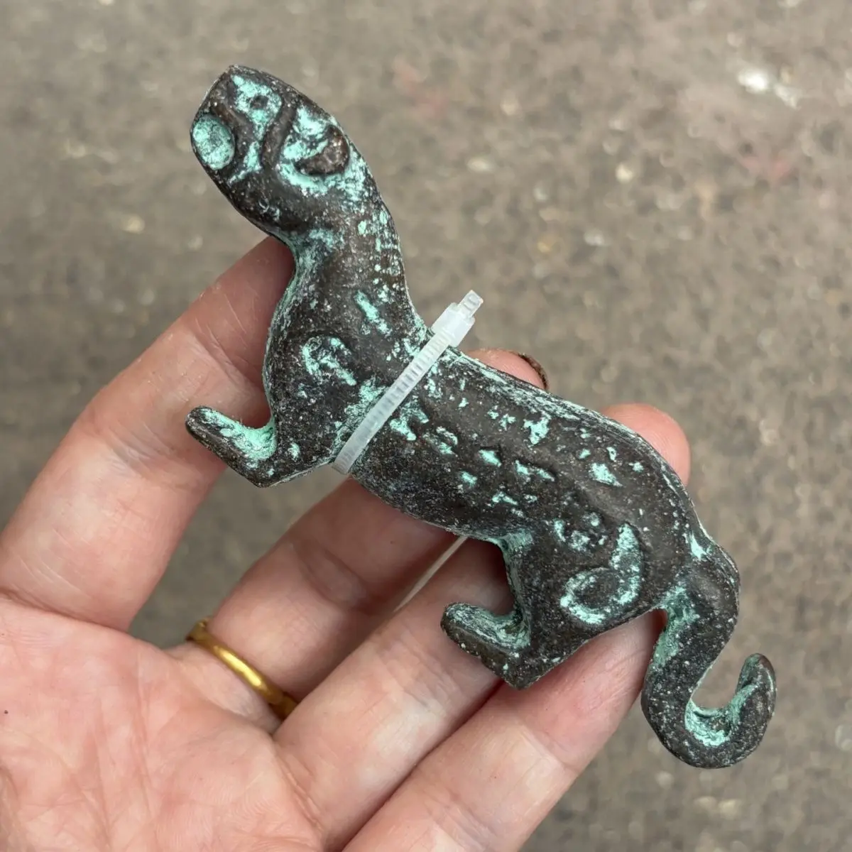 Antique appreciation green rust tiger charm ornament jewelry