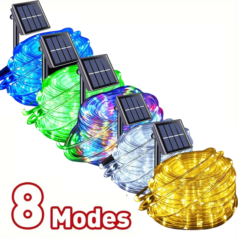 LED corde solaire lumières extérieur 50/100/200LED s 8 Modes étanche chaîne lumières pour jardin noël Halloween mariages décor
