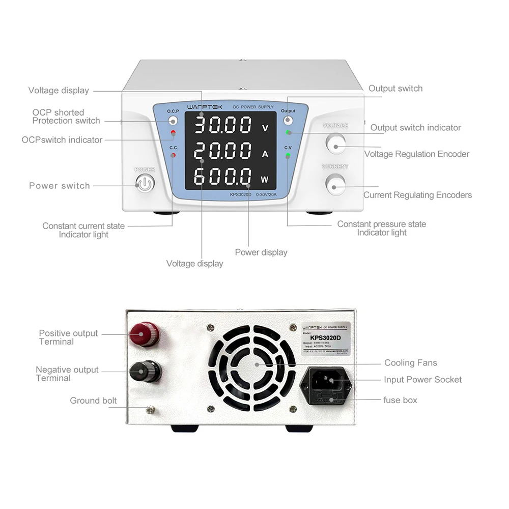 Imagem -05 - Wanptek Alta Potência 300v 3a Ajustável Banco Fonte de Alimentação de Laboratório Fonte de Comutação Digital Tensão Atual Estabilizador