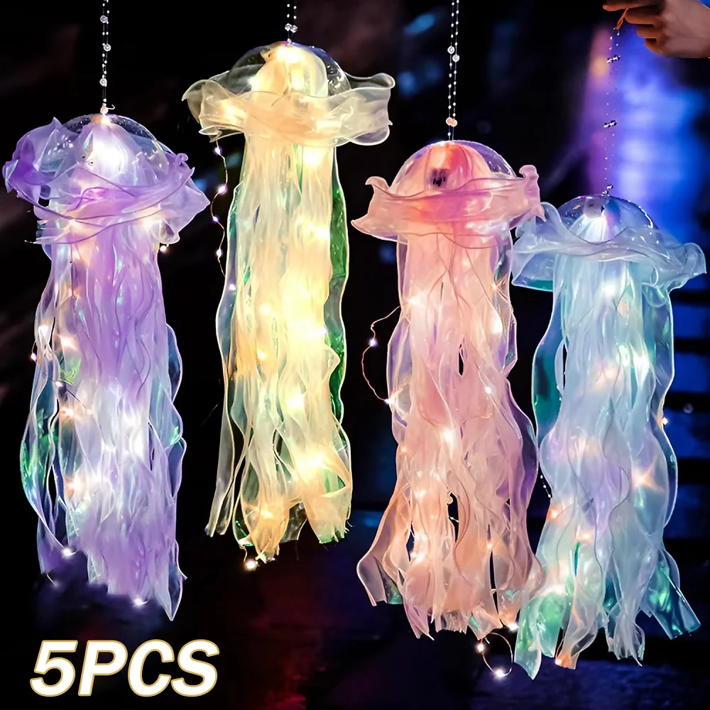 Jellyfish Lamp Portable Flower Lamp Girl Room Atmosphere Decoration Lamp Bedroom Night Lamp Home Decoration