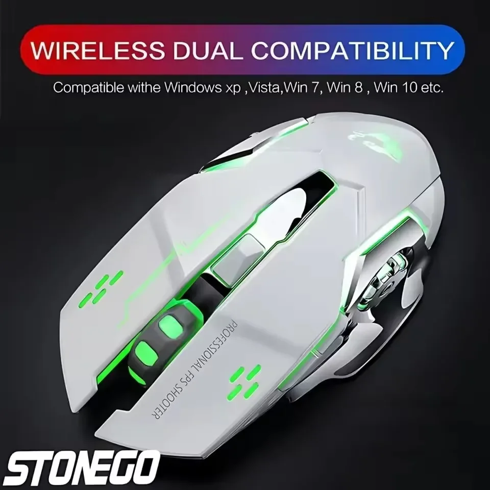 Receiver LED Color Changing Optical Mute Ergonomic STONEGO 2.4G Wireless Bluetooth Mouse USB Computer Gaming Mouse