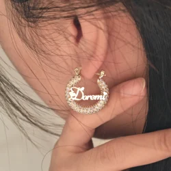 Lateefah-Boucles d'Oreilles Personnalisées avec Nom en Anglais, Bijoux en Diamant de 22cm