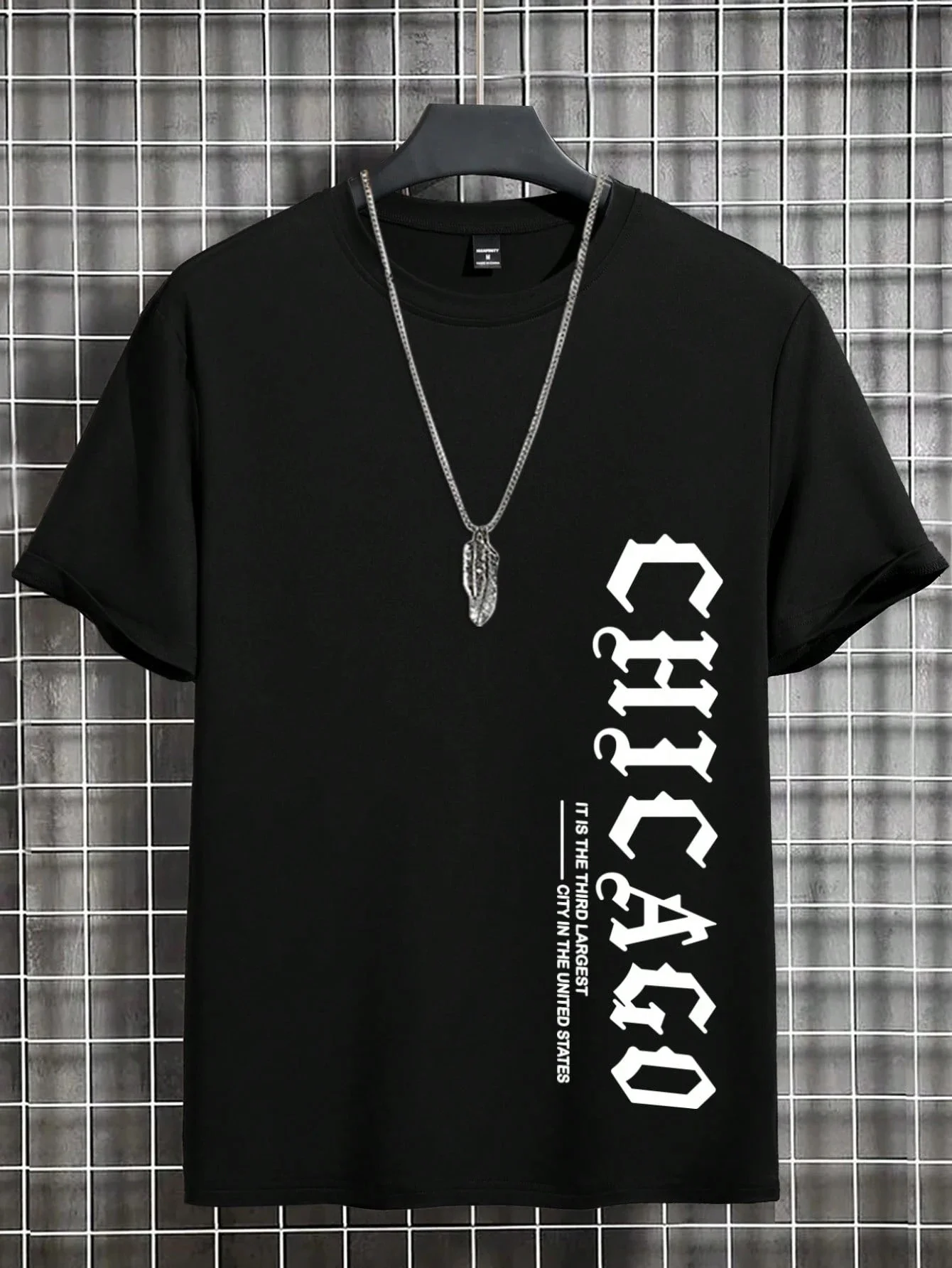 

Поп-летняя мужская повседневная свободная спортивная удобная футболка с короткими рукавами и круглым вырезом из 100% хлопка с буквенным принтом Chicago