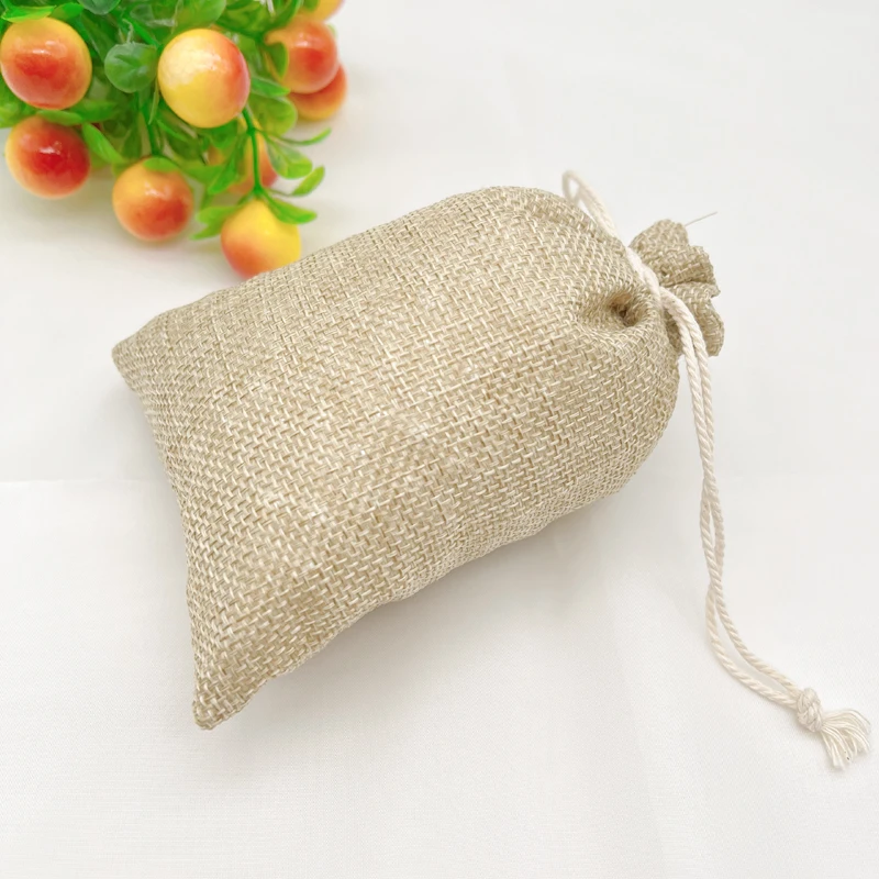 100pcs Drawstring Handmade Cotton Rope Jute Storage Bags Sack Jute Gift Bag Linen Burlap Jute Pouch Webbing Gift Packaging Bags