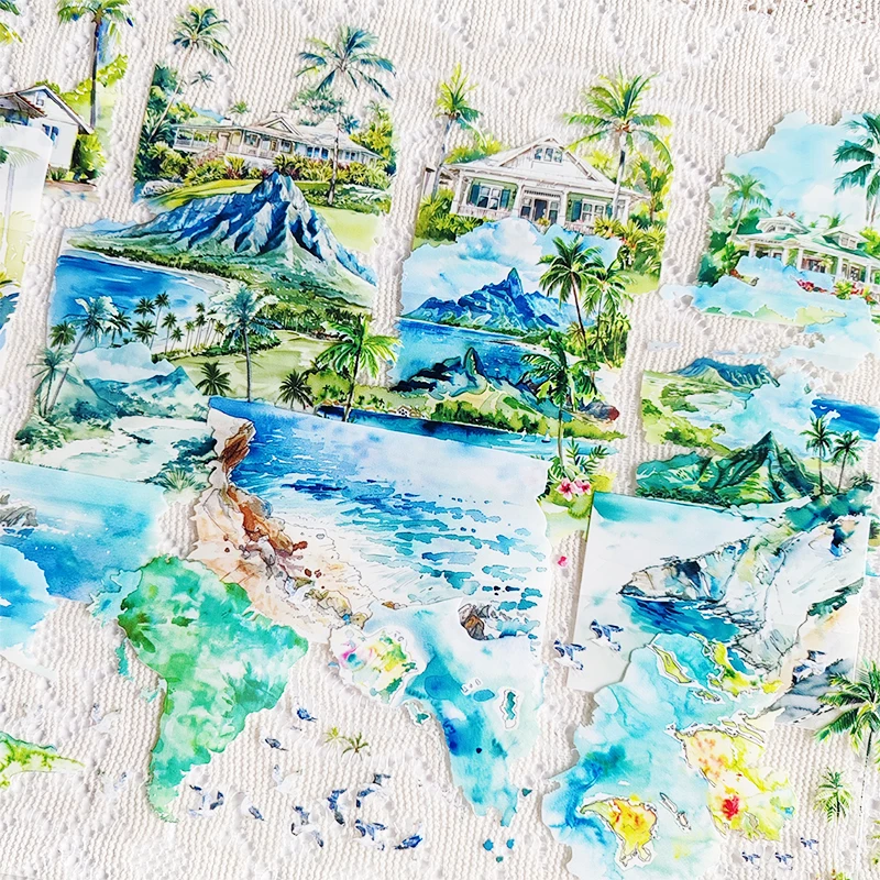 

Hawaii summer landscaping hand book collage decorative tape sticker DIY landscaping collage hand book