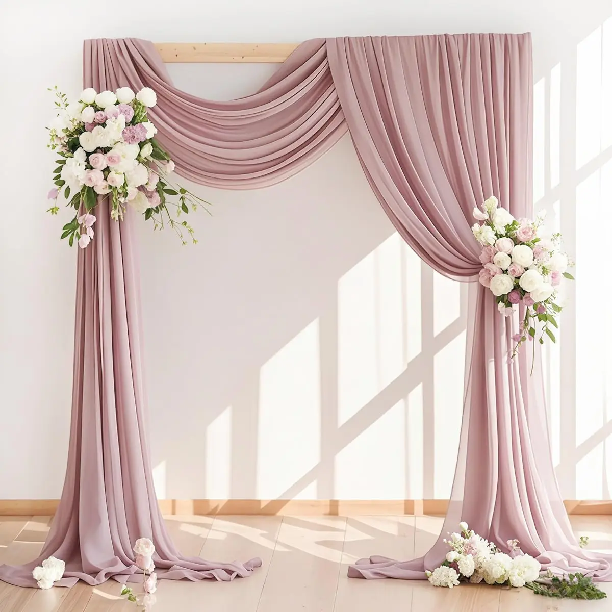 1 Piece Wedding Arch Draping Fabric Sheer Chiffon Arch Drapery for Bridal Shower Backdrop Outdoor Party Church Ceremony