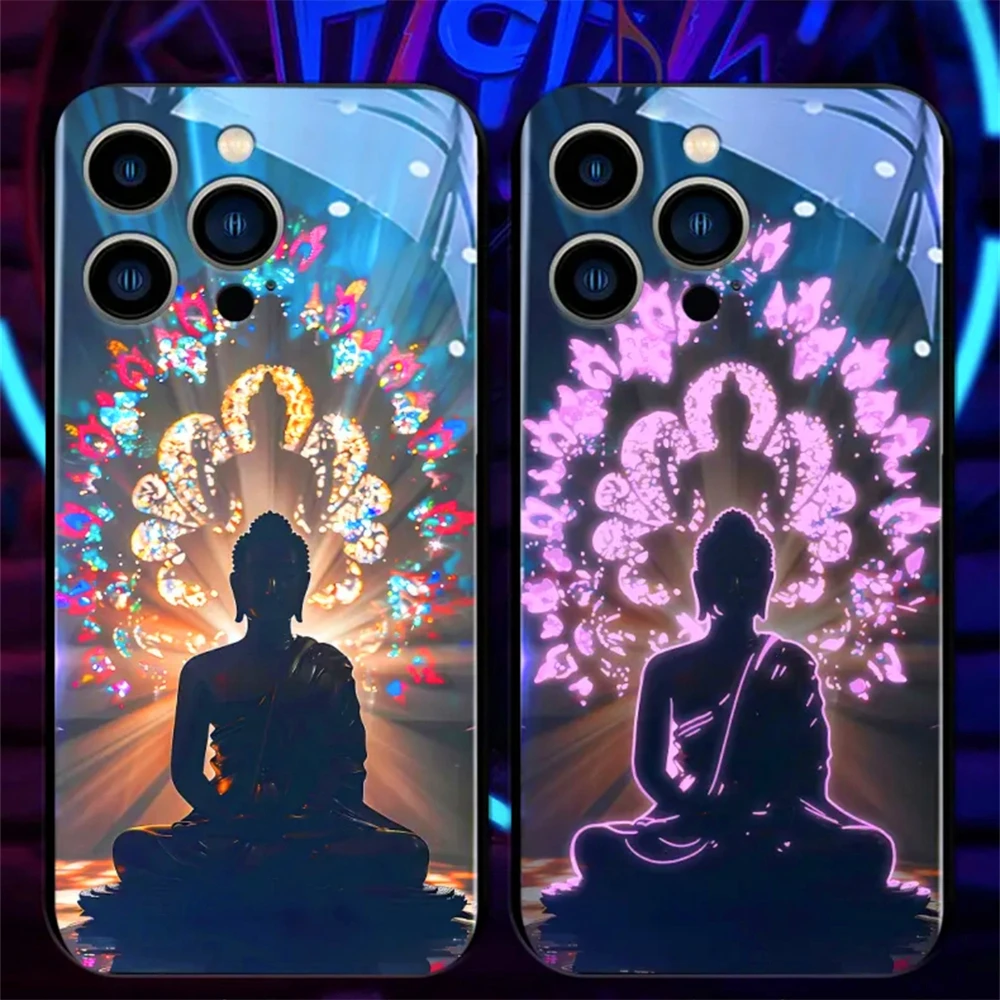 Buddhaland Gleams Design Schallgesteuerte LED-Blitzhüllen Leuchtende Glasabdeckung für Samsung S26 S25 S24 S23 S22 S21 FE Plus Ultra – Detail 22