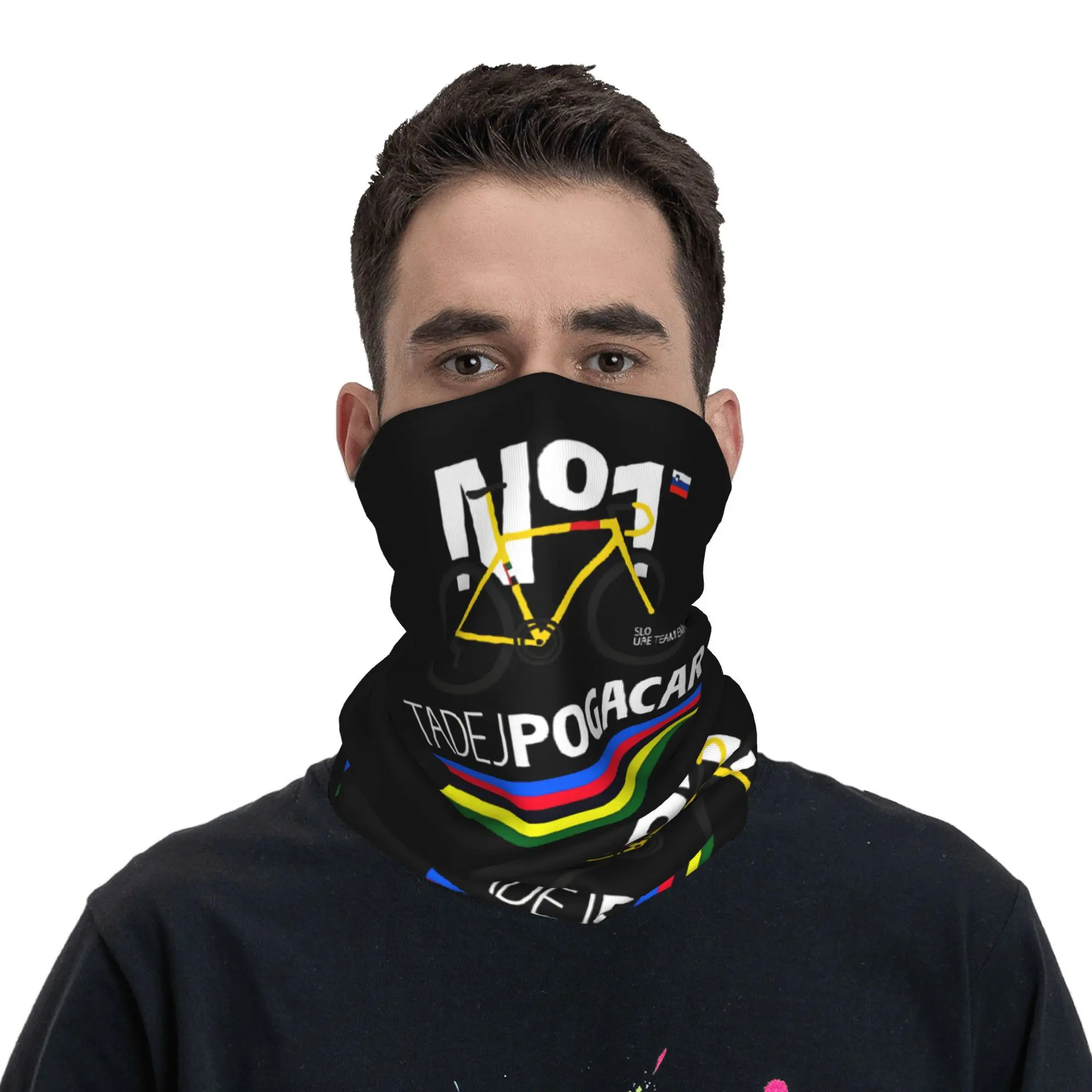 Tadej Pogacar Bicycling  Bandana Neck Gaiter Printed  Wrap Scarf Multi-use Face Mask Cycling Unisex Adult Windproof