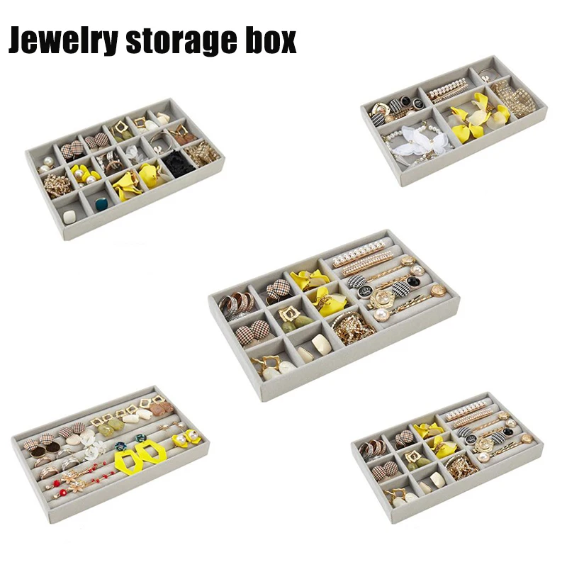 Velvet Jewelry Display Tray Exquisite Jewellery Holder Portable Ring Earrings Necklace Organizer Storage Box Organizator Trays