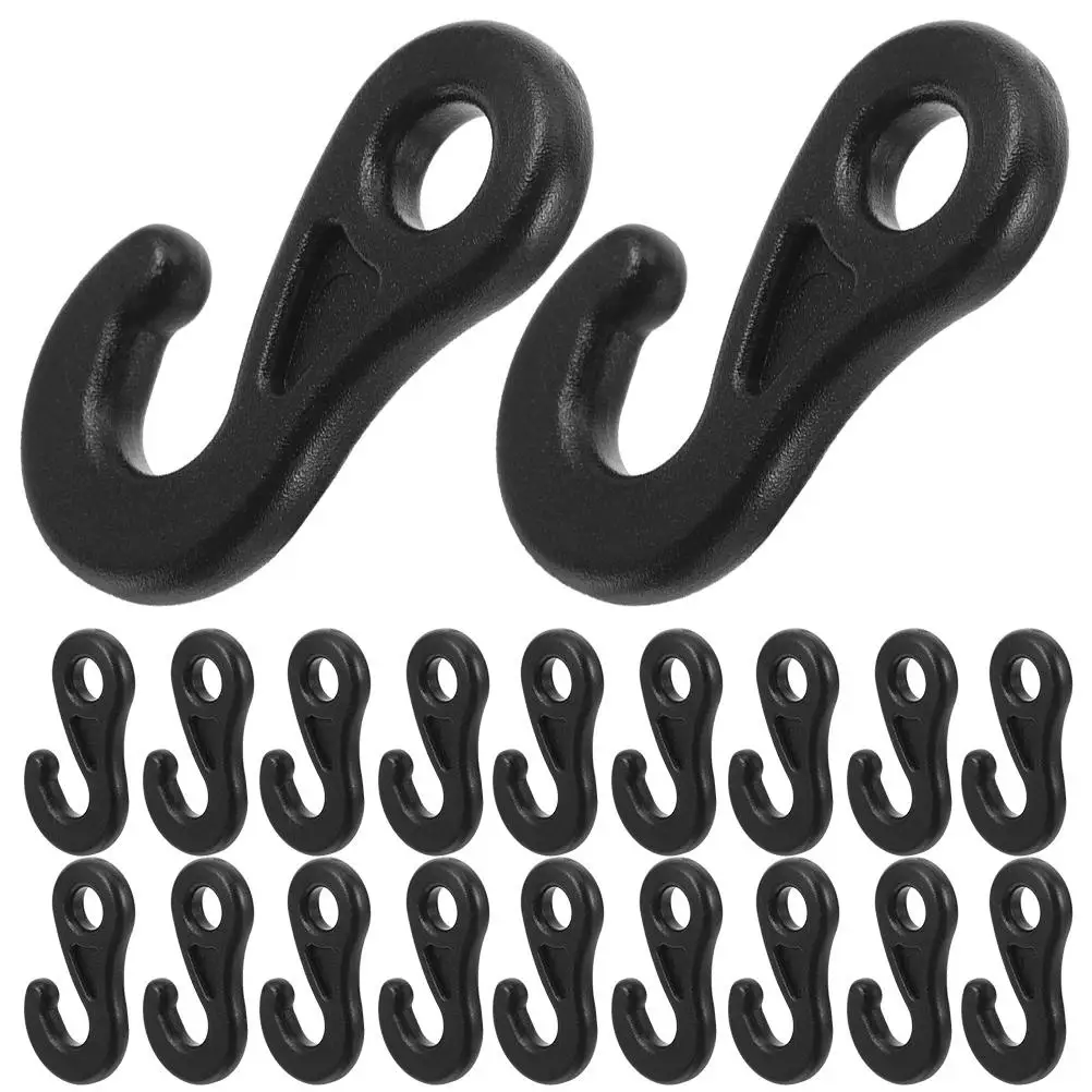 

20 Pcs Hooks Durable Camping Accessories Black Camping Tent Accessory Color Wear Resistant Rope Hanger Hiking Gear