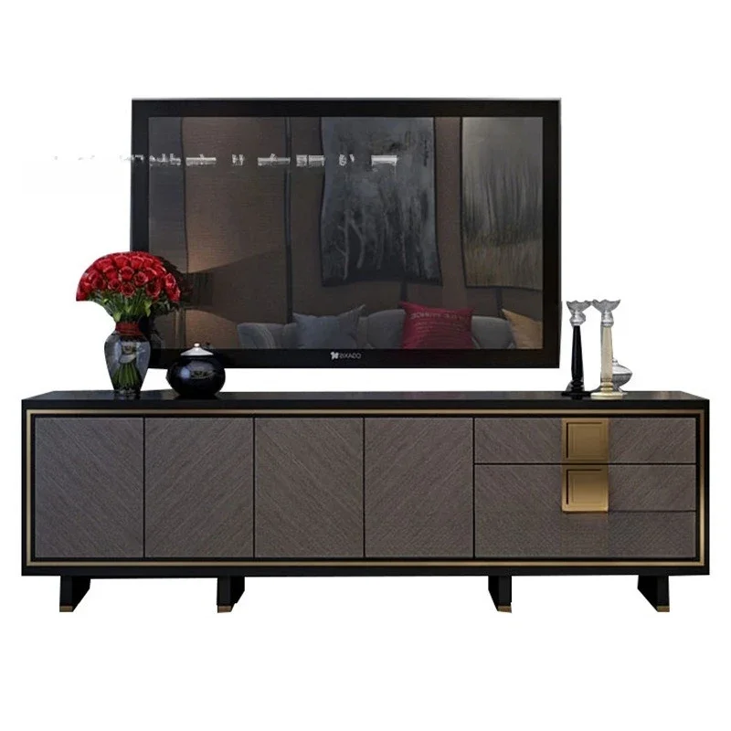 

Postmodern light luxury solid wood coffee table TV cabinet combination apartment living room, fashionable audio-visual