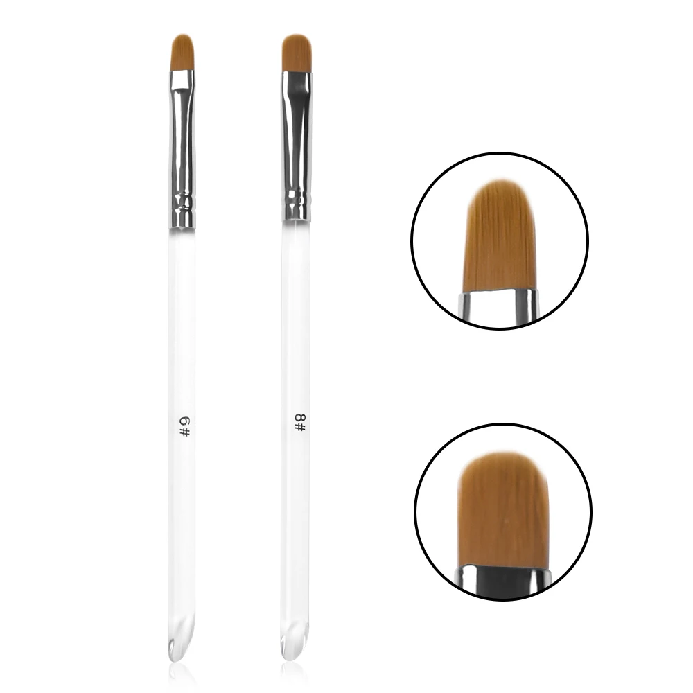 

Кисть для дизайна ногтей с круглой головкой, УФ-гель для дизайна ногтей, наращивание, прозрачная ручка, нейлоновая профессиональная живопись, инструмент для рисования, маникюра