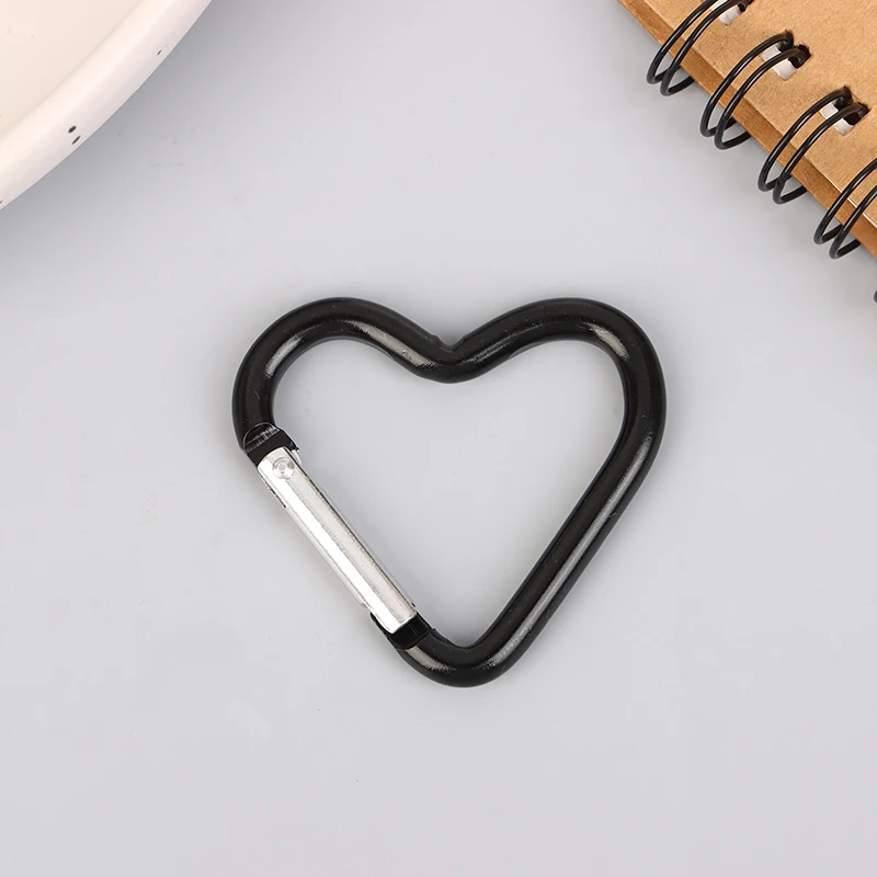 1Pc Heart-shaped Aluminum Alloy Carabiner Key Chain Clip Outdoor Keyring Hook Water Bottle Hanging Buckle Travel Accessories