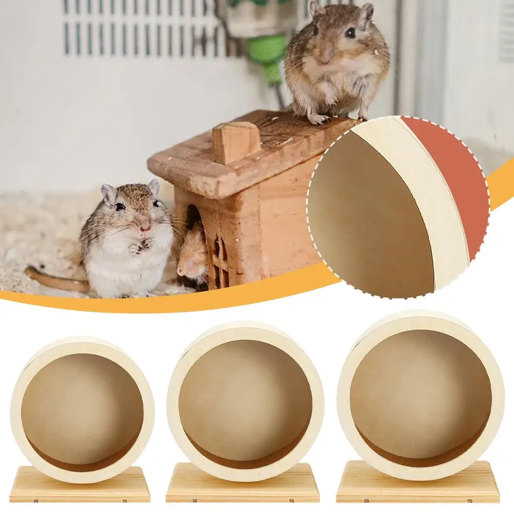 Hamster Running Wheel, Silent Wooden Belt With Bracket, Cork Pad, Windproof And Moisture-proof For Hamsters, Golden Bears, S9P9