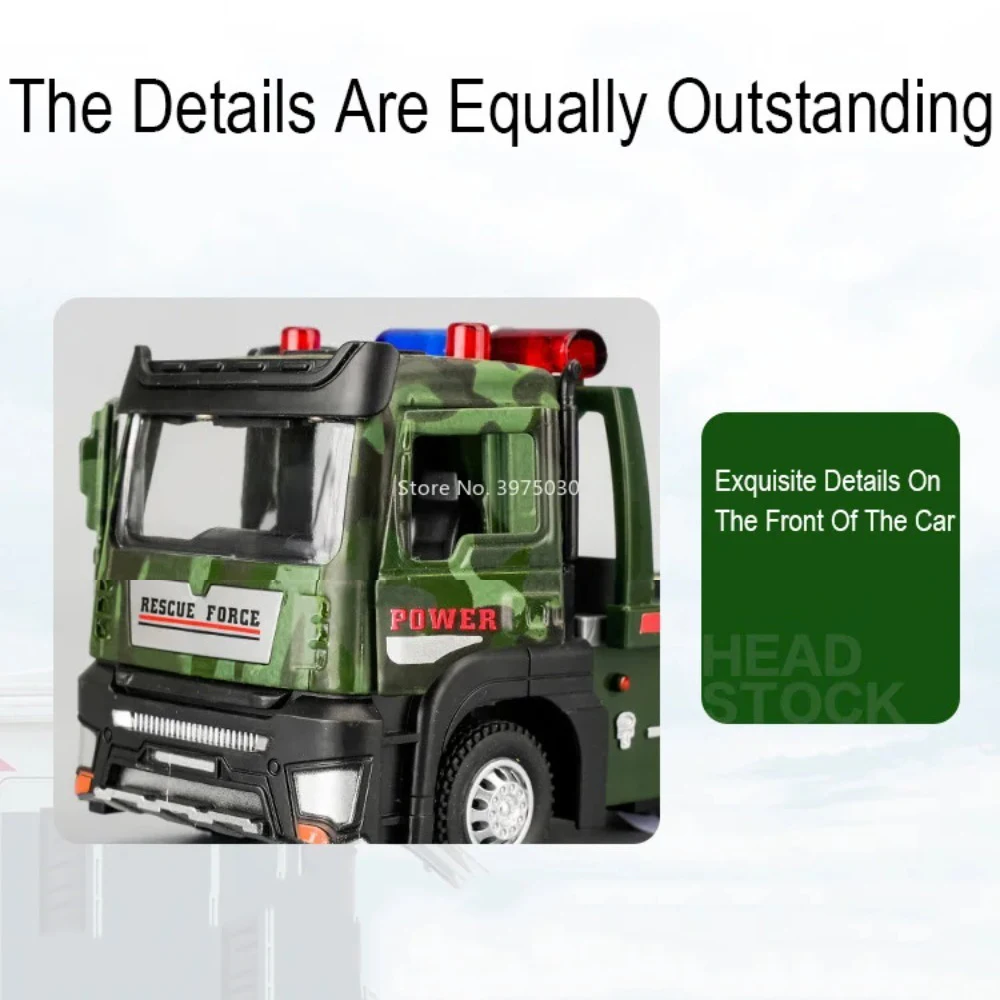 1:32 Scale Military Tank Transport Toy Cars Models Alloy Diecast Sound Light Doors Opened Pull Back Truck Vehicle Kids Xmas Toys