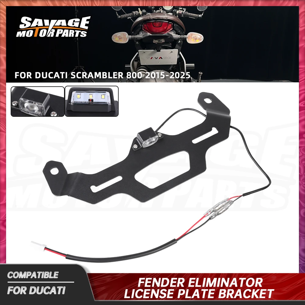 

License Plate Holder For Ducati Scrambler 800 Cafe Racer Full Throttle Nightshift Rear Tail Tidy Fender Eliminator LED Light