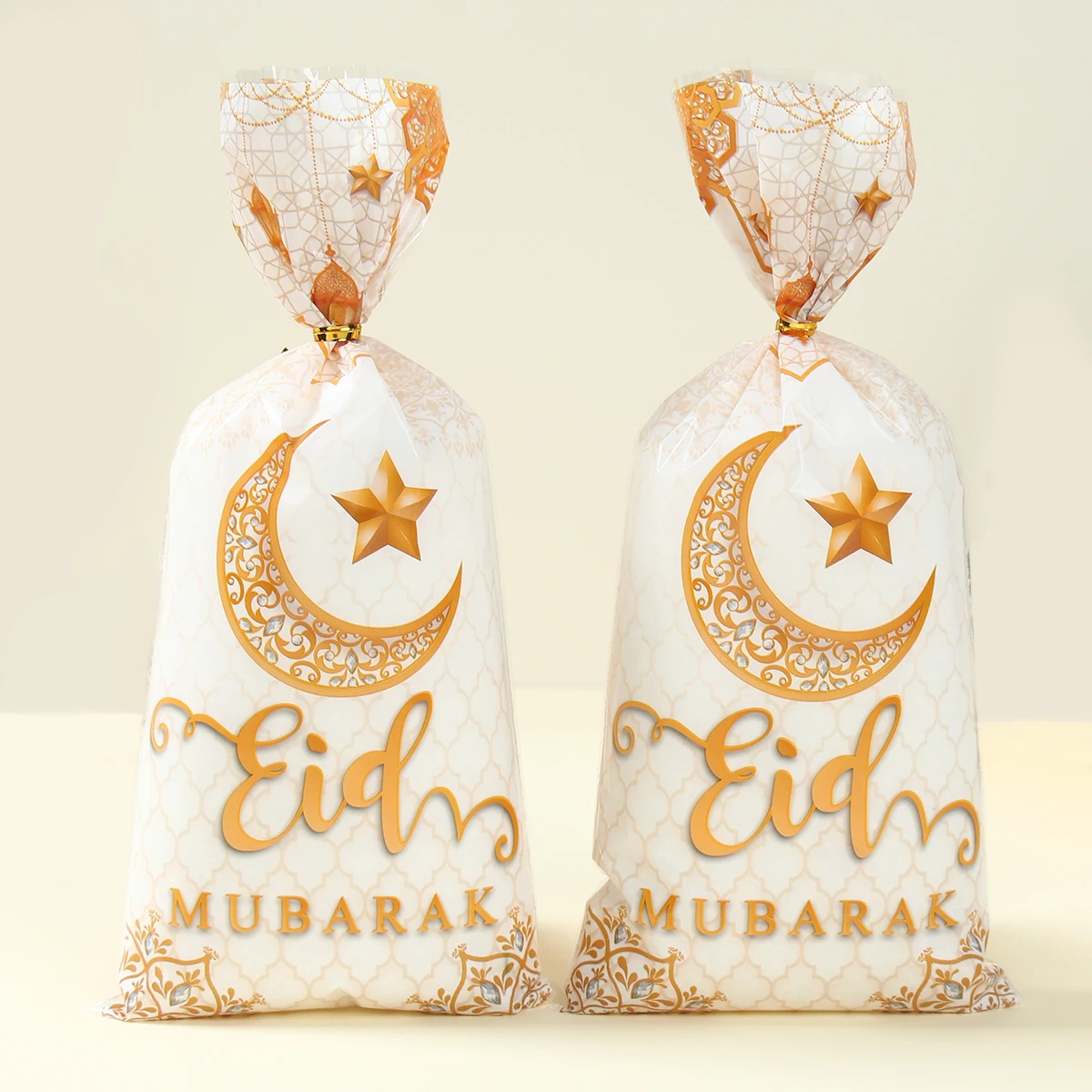 25/50/100pcs Eid Mubarak Gift Bags Plastic Candy Bag Ramadan Kareem Decoration 2024 Islamic Muslim Party Supplies Eid Gifts Bags