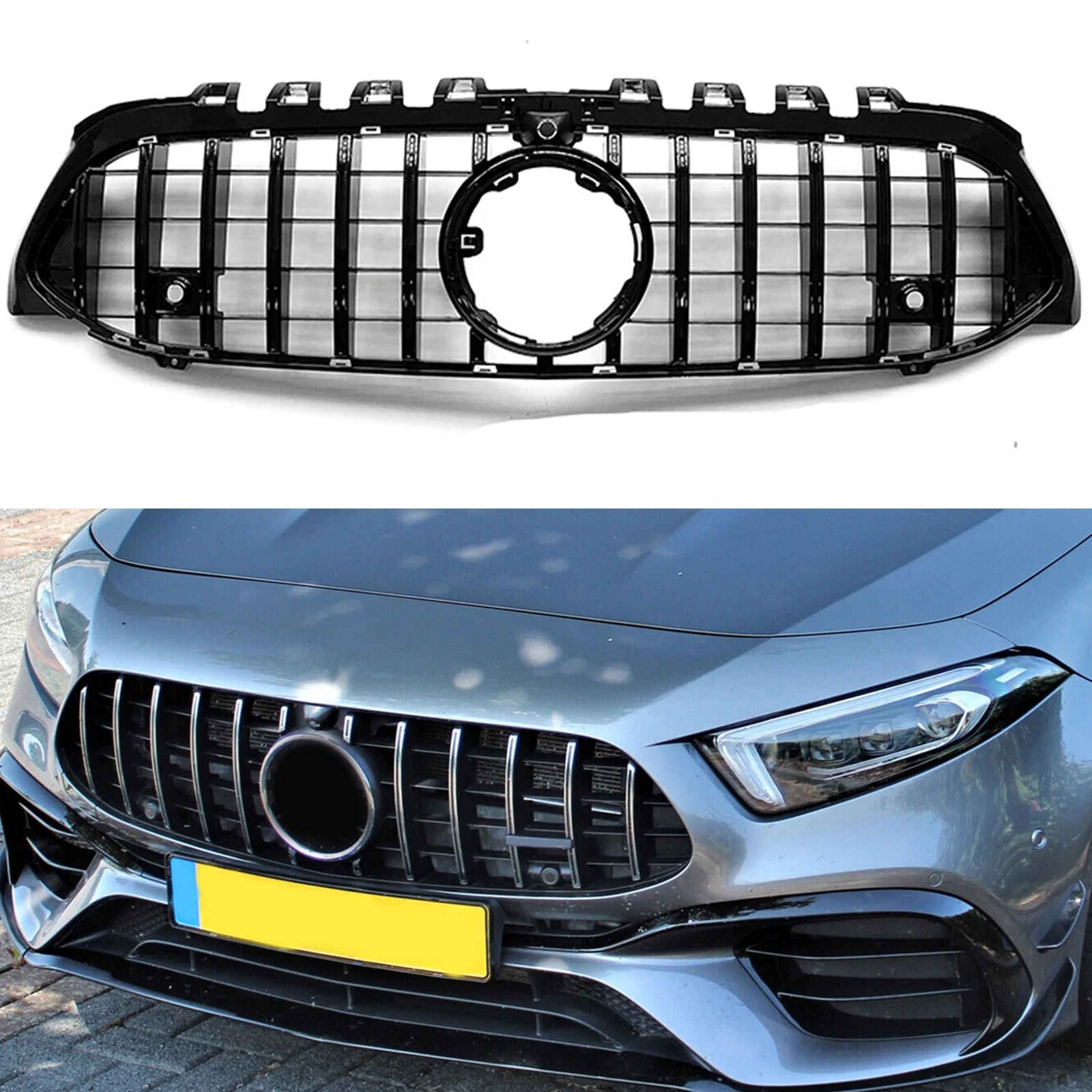 Front Grille Grill For Mercedes Benz A Class W177 V177 A200 A220 A250 A35 A45 AMG 2019 2020 2021 2022 GT Upper Bumper Hood Mesh