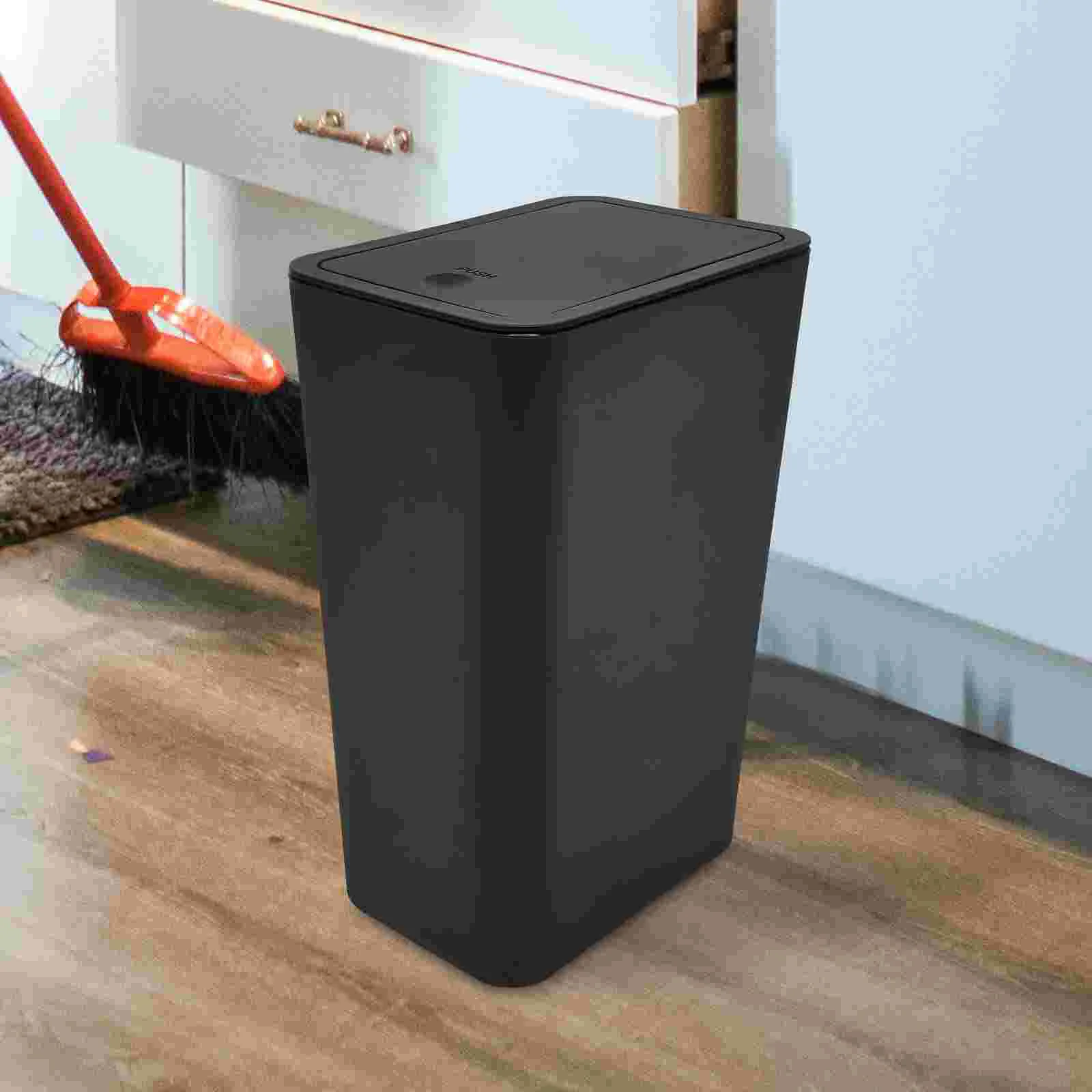 Trashcan Bathroom Garbage Cans for Kitchen Toilet Bin Desk Lamp Waste Bins Household Black Thicken Bucket Office