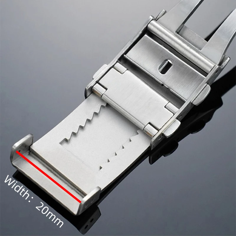 Bulk Order 20mm Butterfly  buckle Premium 316L Stainless Steel Folding Clasp with Double Push-Button Adjustment for Watch Band