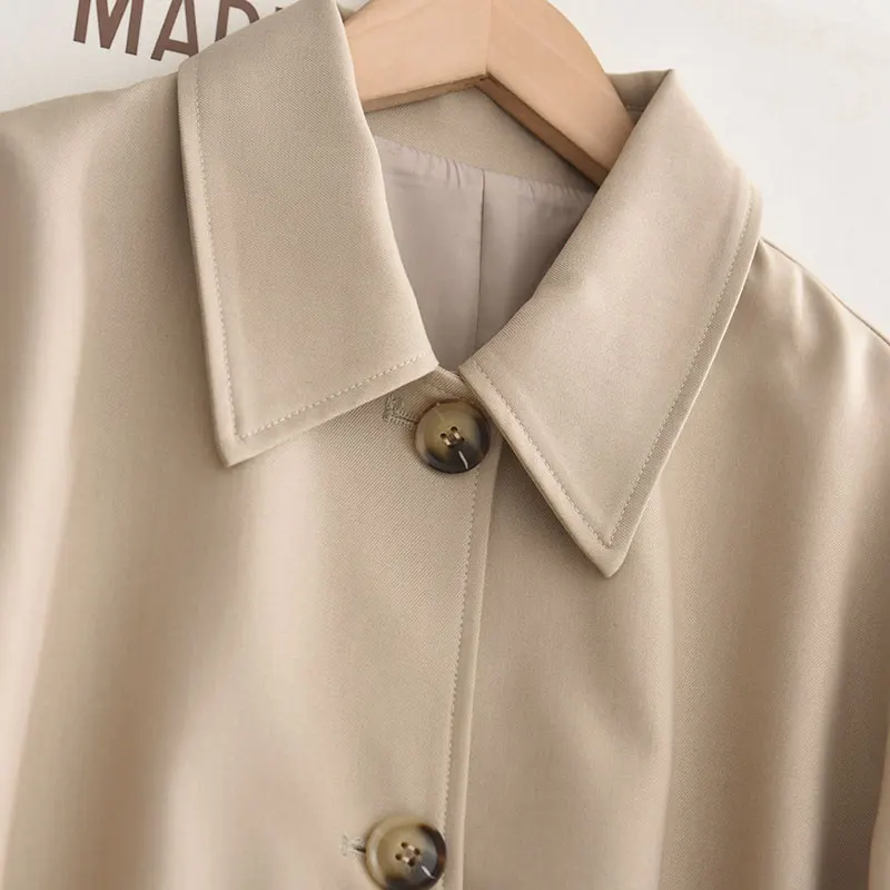 

Spring Commute Ele Single-Button i Color Small Size Windbreaker Jaet Simple Sle Versatile Women's Coat