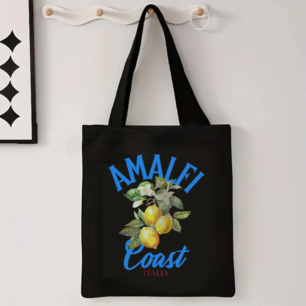 Amalfi Coast Lemon Canvas Tote Bag Italy Inspired Shoulder Bag