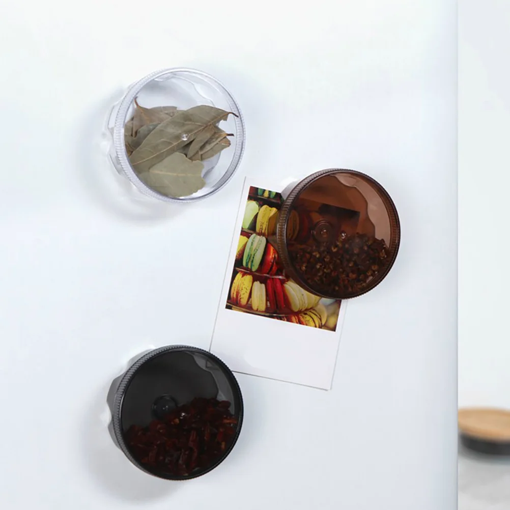 

3 Pcs Refrigerator Wall Mounted Seasoning Jar Jars with Lid Abs Magnetic Spice for