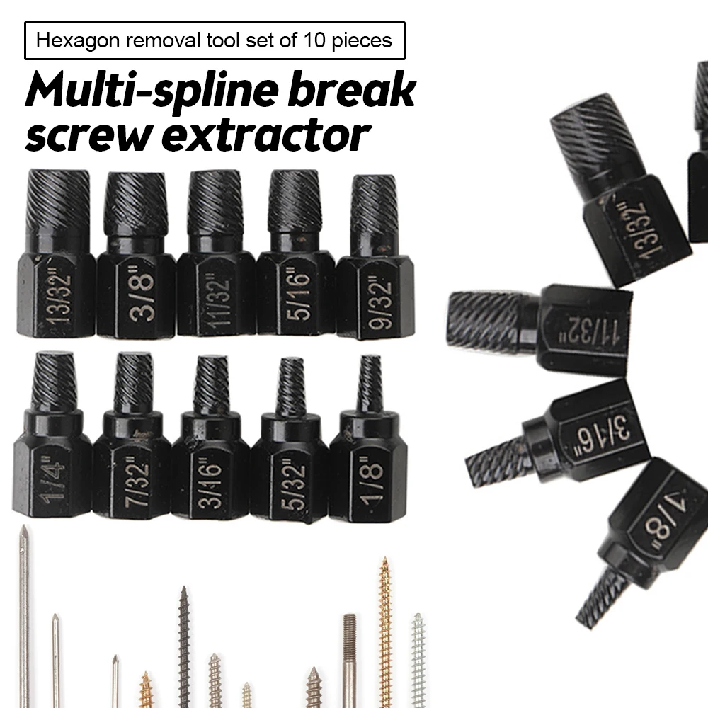 10PCS Bolt and Nut Remover Set Removal Screws Bolt Extraction Sleeve Removal Tool for Damaged/Rusted Bolt Removal